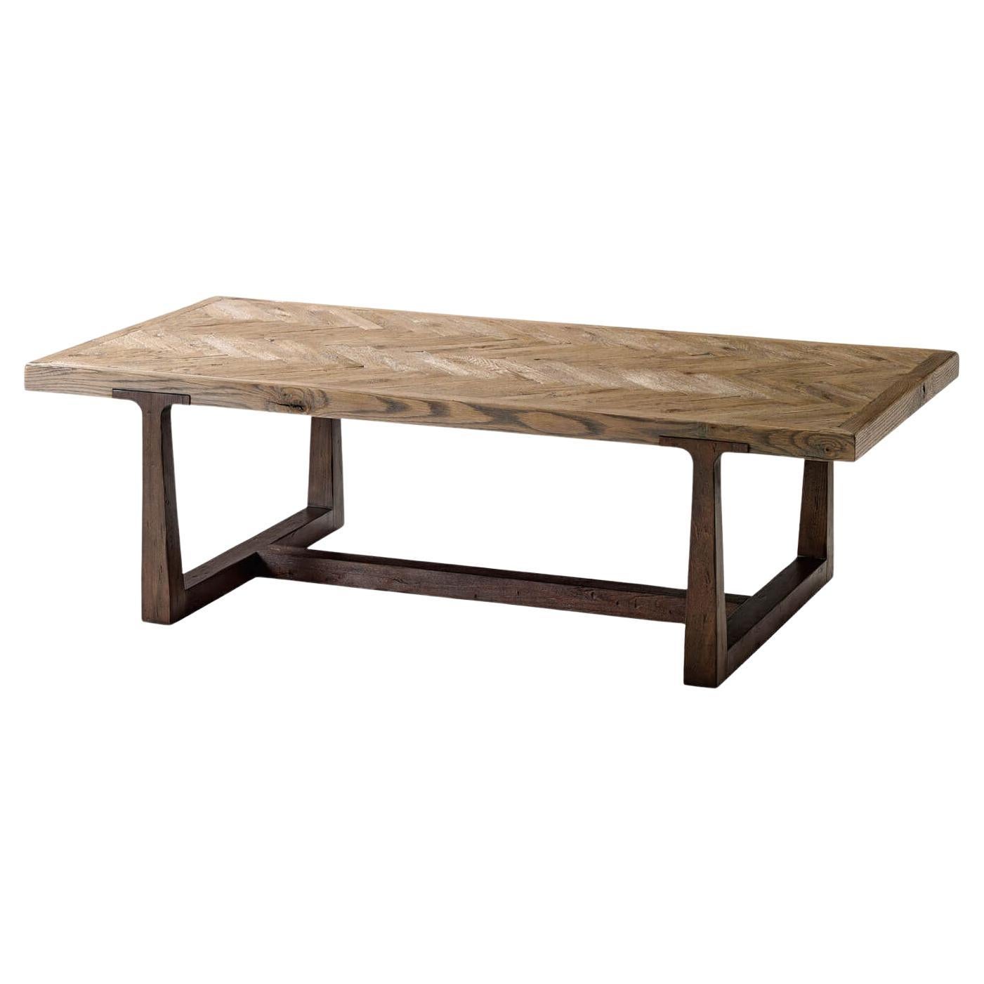 Chevron Oak Parquetry Coffee Table For Sale