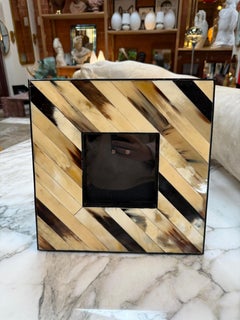 Chevron-Muster natürliche Horn Inlay quadratischen Fotorahmen XL