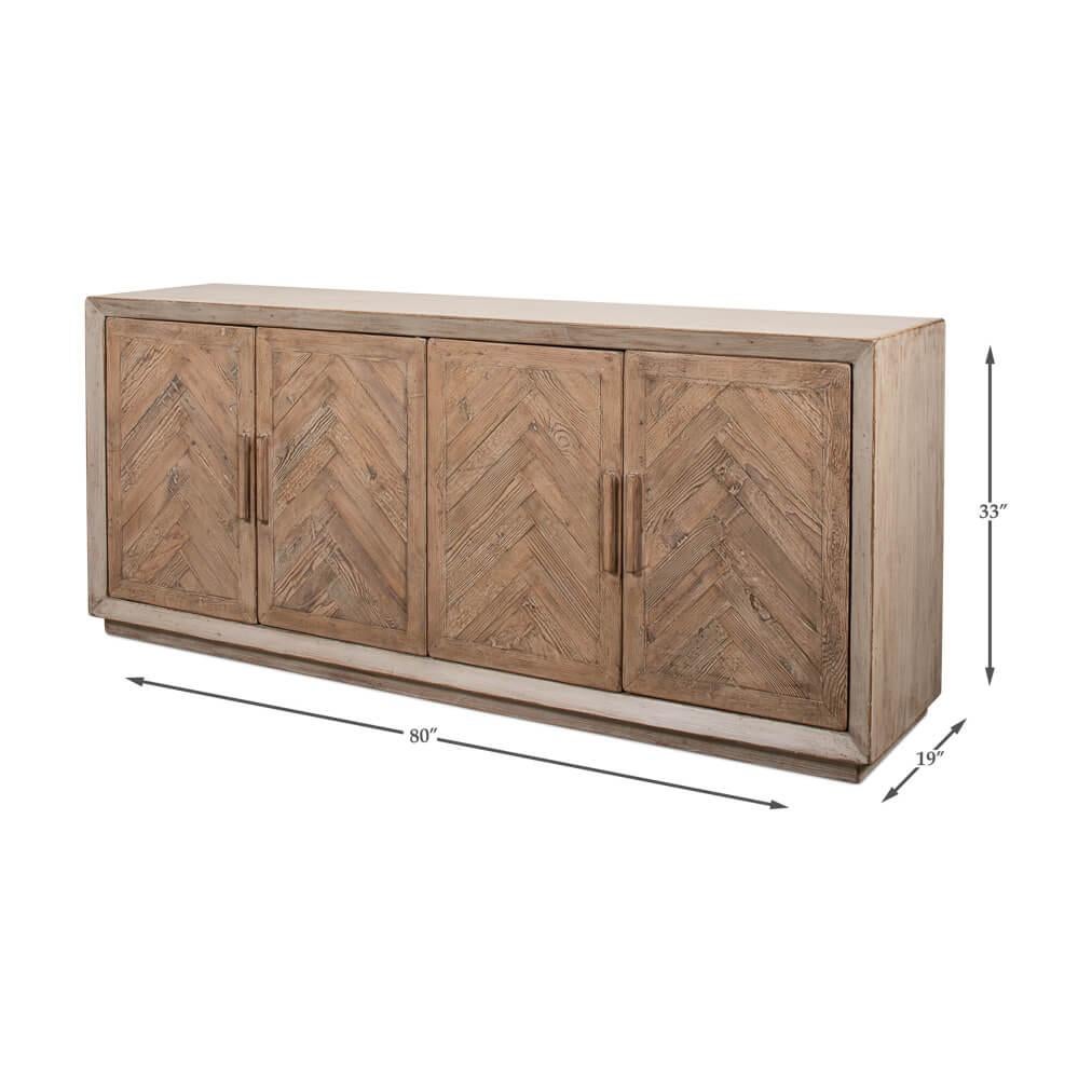 Chevron Reclaimed Wood Buffet Cabinet For Sale 3