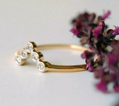 Chevron Ring in 14k Gold and Diamond V Band Bezel Diamond Dainty