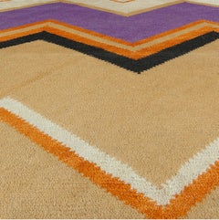 Chevron Rug in Tan, Purple, Black "Violet Crest" by Doris Leslie Blau
