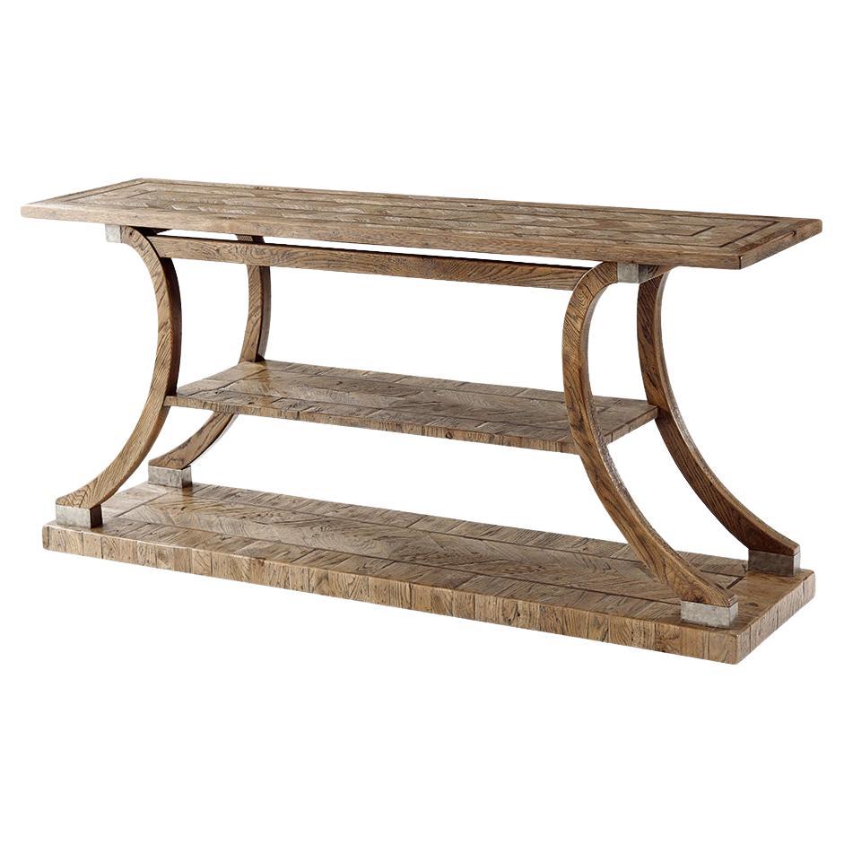 Chevron Rustic Console Table For Sale