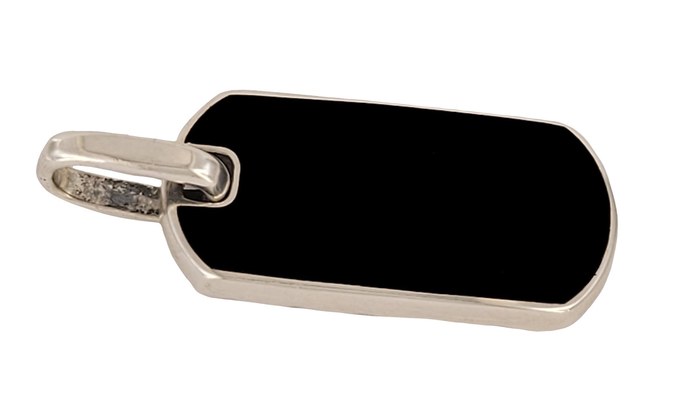 Tag Chevron in argento 925 con onice nera, 27,4 mm In condizioni Nuovo in vendita a New York, NY