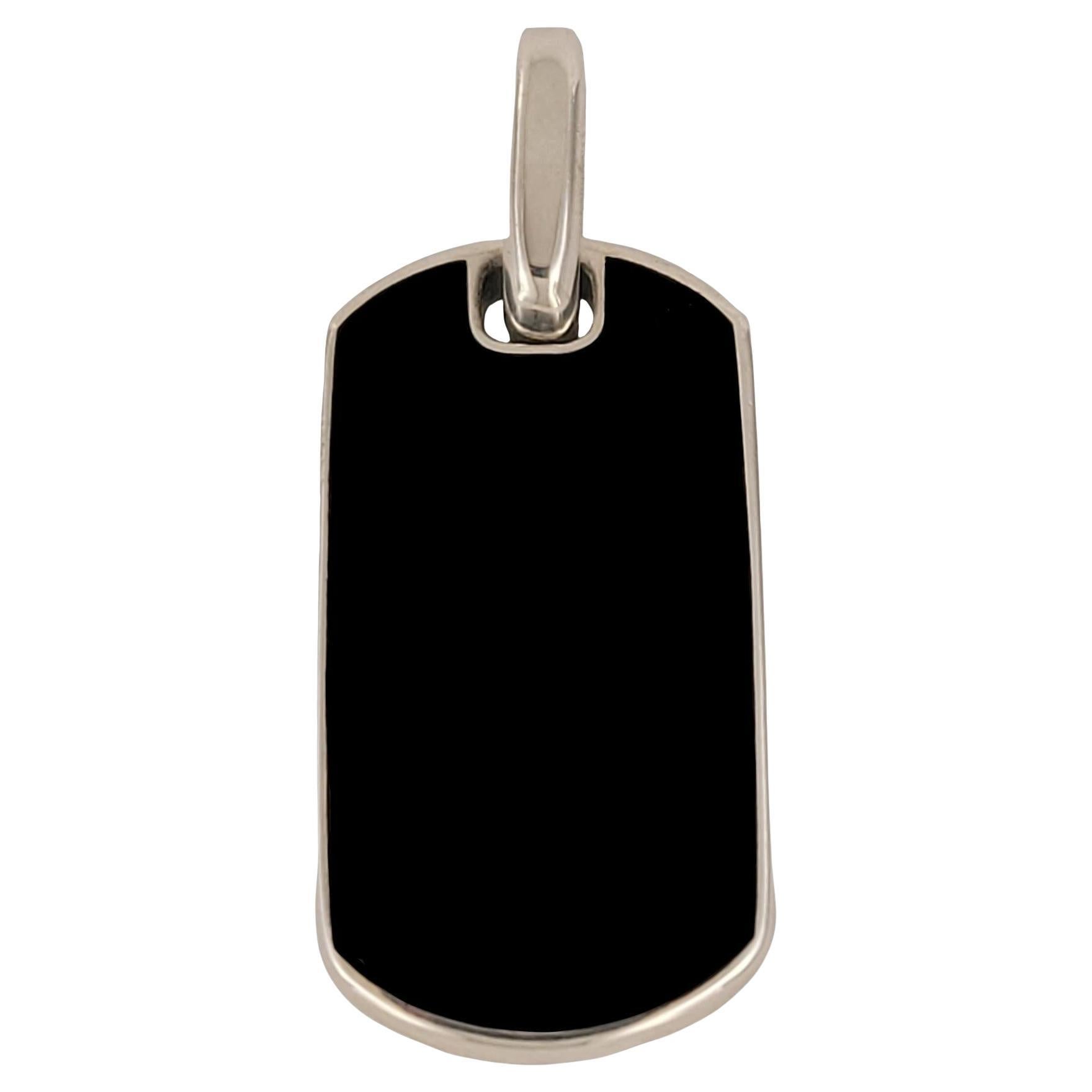 Chevron Tag Sterling Silver with Black Onyx, 27.4mm