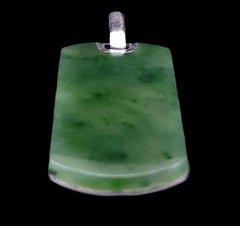 Chevron Tag Sterling Silver with Nephrite Jade, 42mm