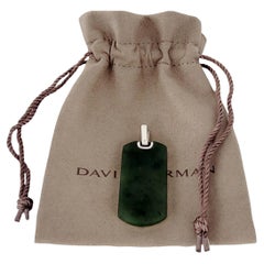 Chevron Tag Sterling Silver with Nephrite Jade, 42mm