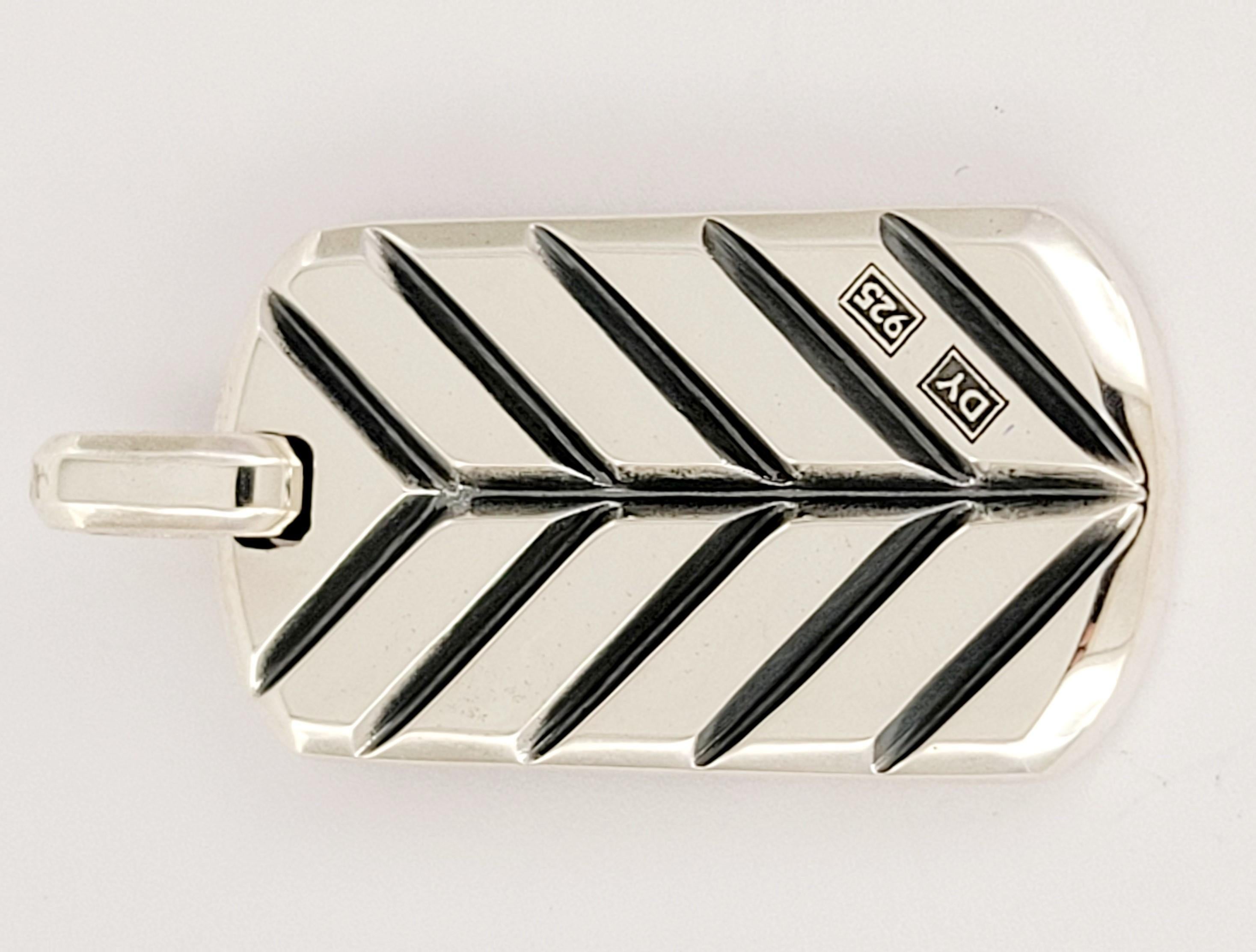 Chevron Tag Sterling Silver with Rainbow Pavé diamonds 2
