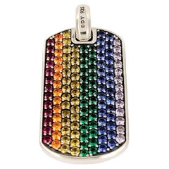 Chevron Tag Sterling Silver with Rainbow Pavé diamonds