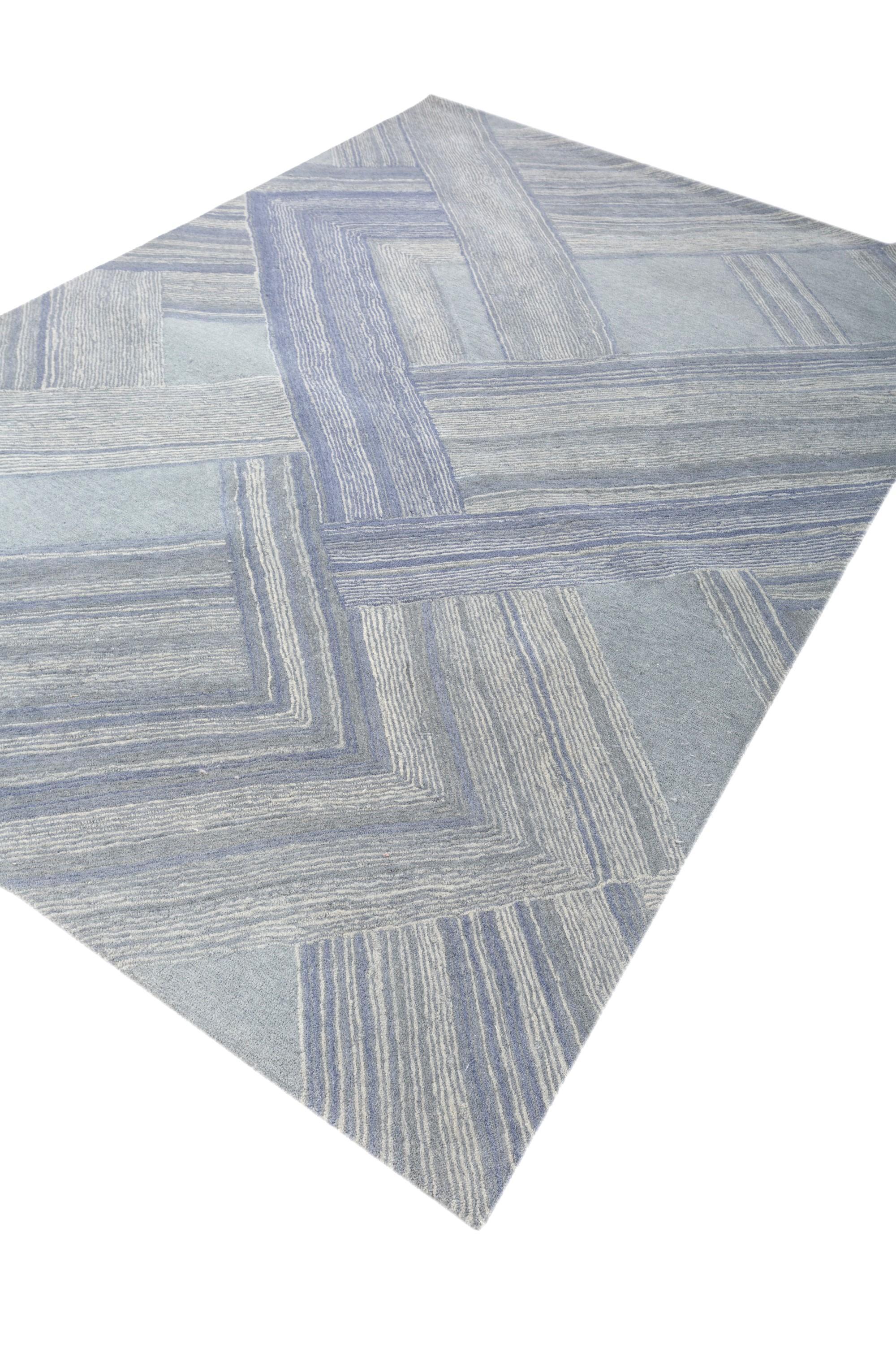 Modern Chevron Tranquility Trooper Tapestry 180x270 cm Hand Tufted Rug For Sale