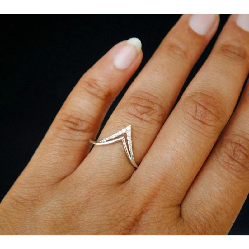 Chevron V Natural Diamond Ring 14k Gold Double Chevron Bridal Wedding Ring Gift
Light weight can be worn everyday

Additional information:
Condition: New with tags: A brand-new, unused, and unworn item (including handmade items) in the original