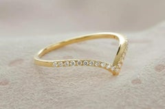 Chevron V Shaped Ring Diamond Stacking in 14k Solid Gold