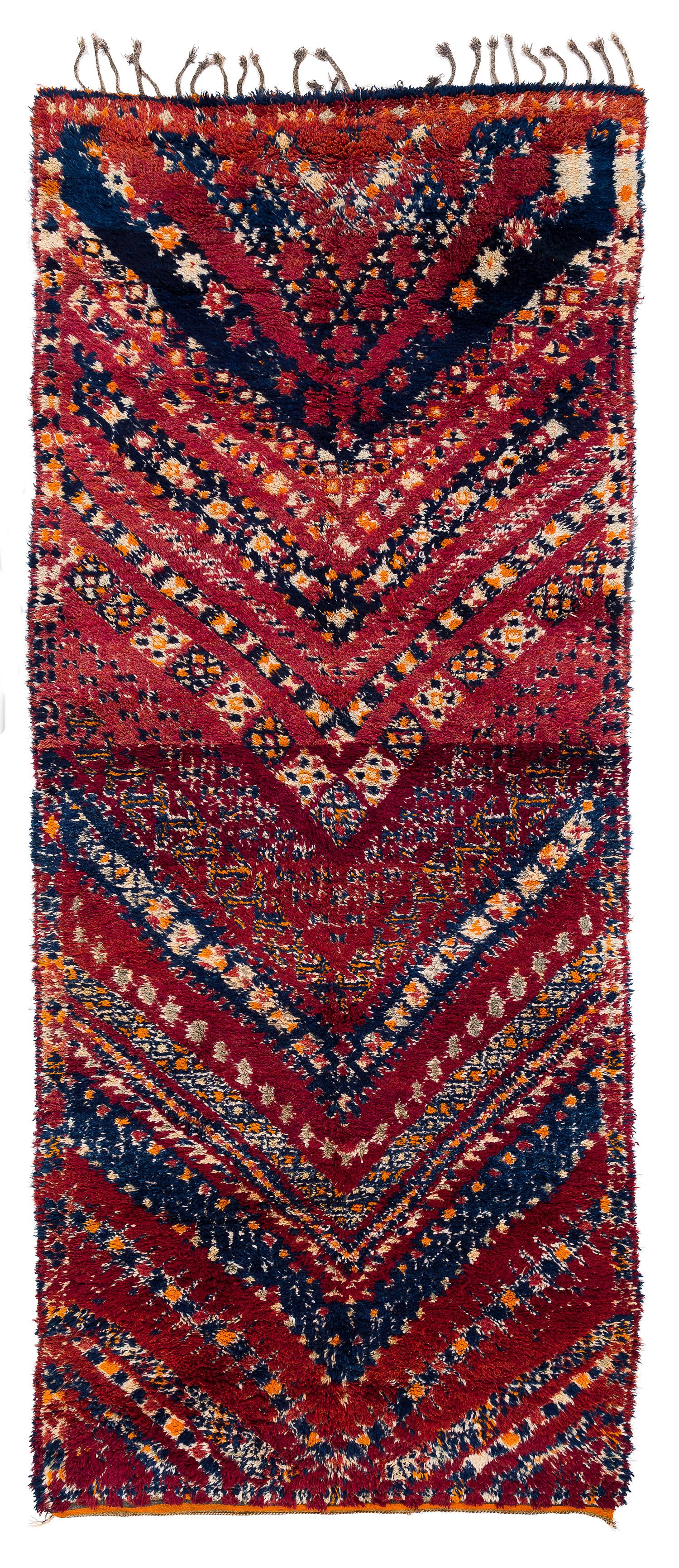 Antiquités Beni Mguild Marocain Laine Shag Midcentury Vintage Chevron Area Rug en vente 7