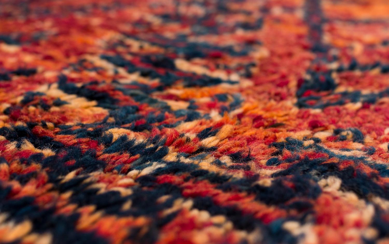 Tapis Shag en laine marocaine Chevron Vintage en vente 3