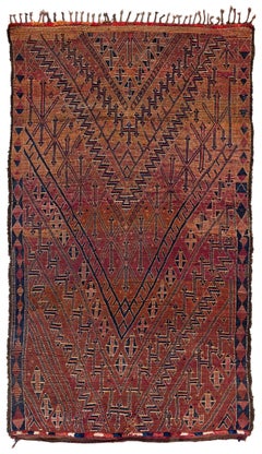 Chevron Vintage Moroccan Wool Shag Area Rug
