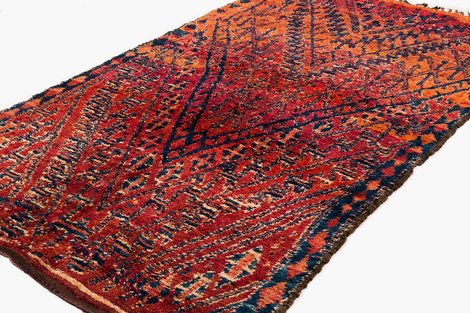 Marocain Tapis Shag en laine marocaine Chevron Vintage en vente