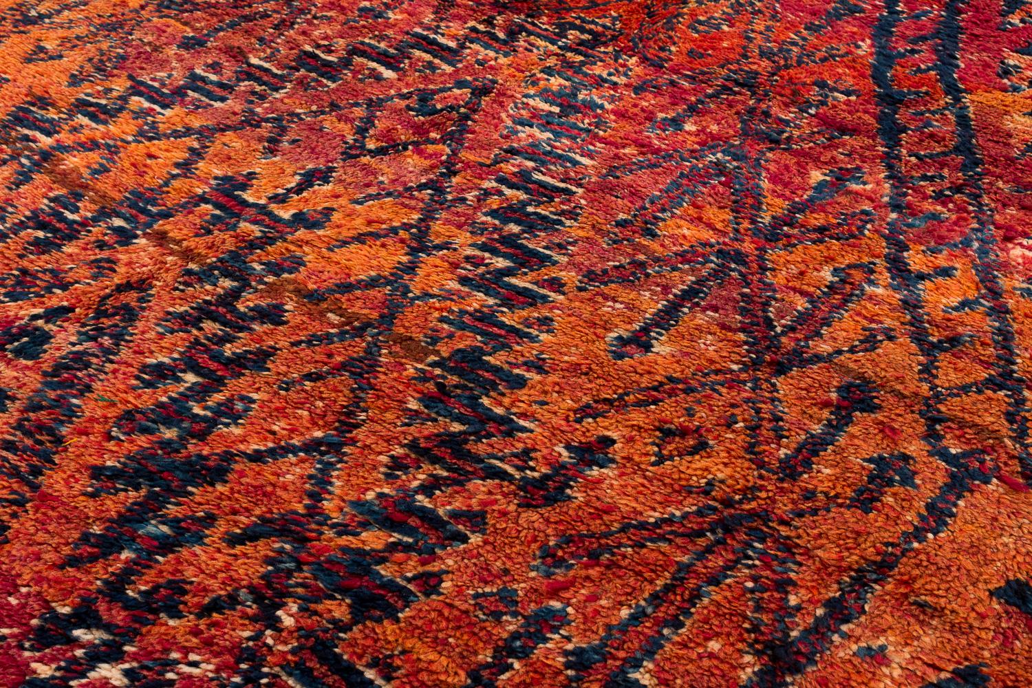 Laine Tapis Shag en laine marocaine Chevron Vintage en vente