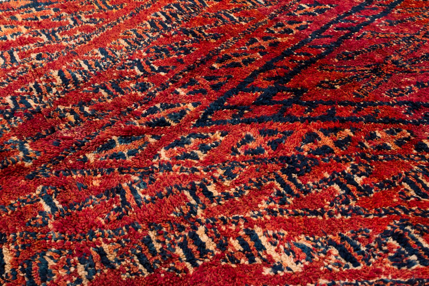 Tapis Shag en laine marocaine Chevron Vintage en vente 1