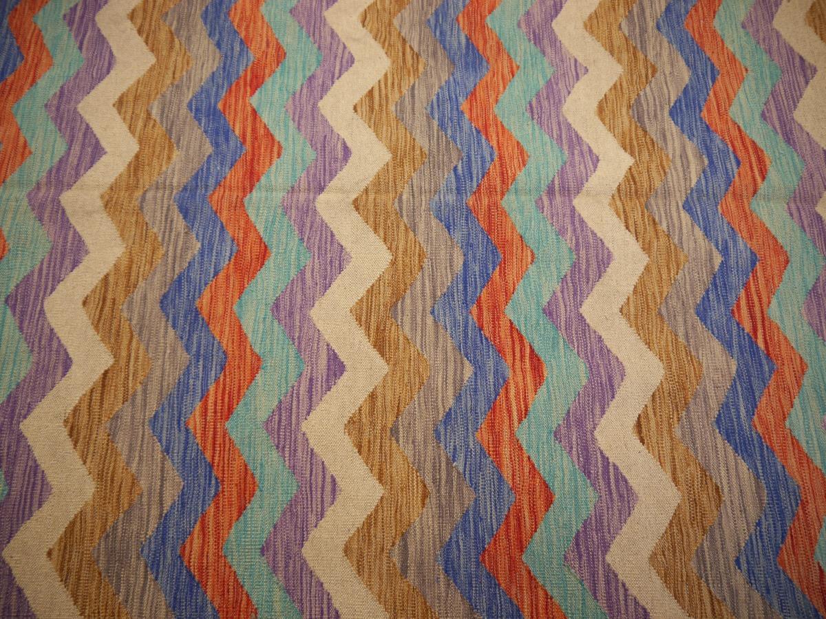 Kilim Rug Chevron Zig Zag Design with natural organic dyed wool flat hand-woven In New Condition For Sale In Lohr, Bavaria, DE