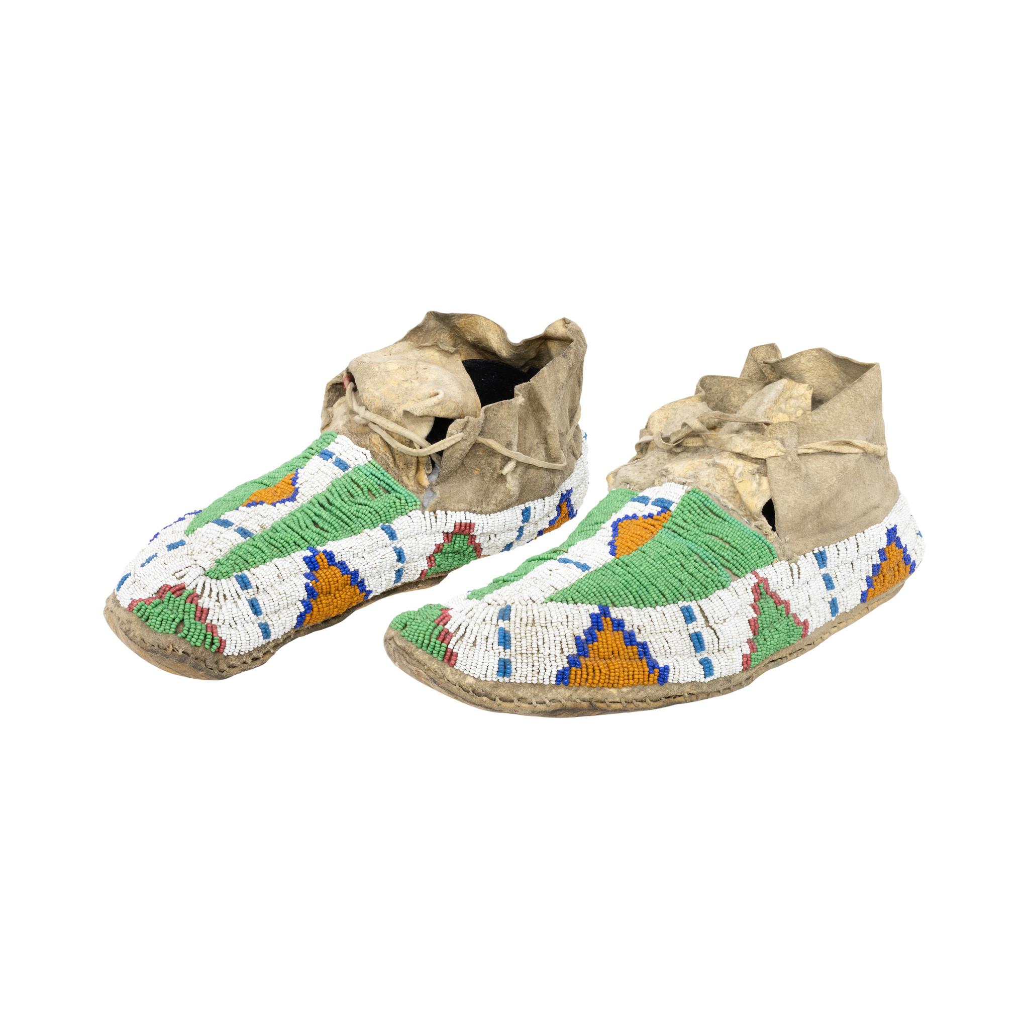 19th Century Cheyenne Beaded Moccasins For Sale