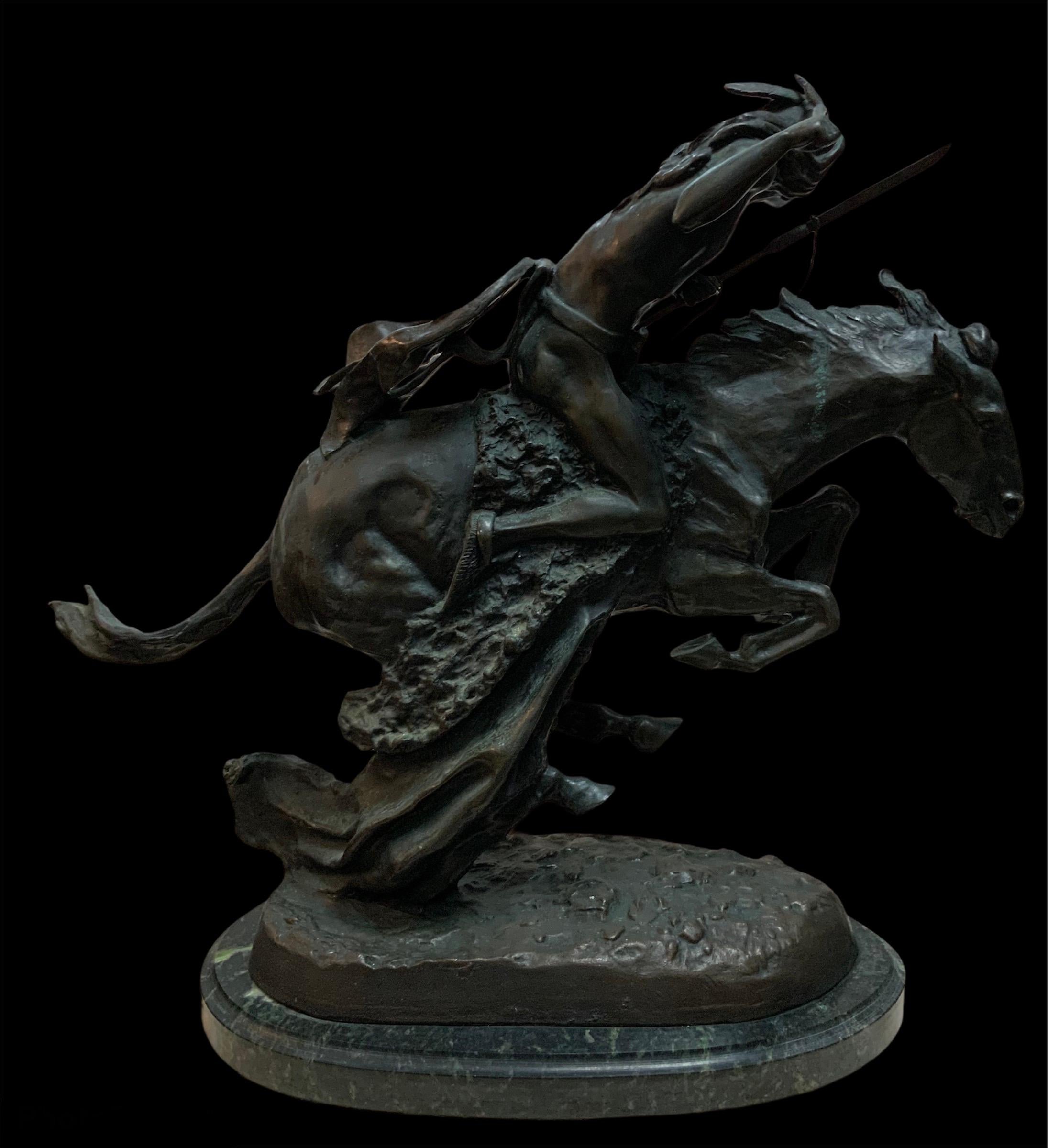American Classical Cheyenne Bronze Sculpture by Frederic Remington