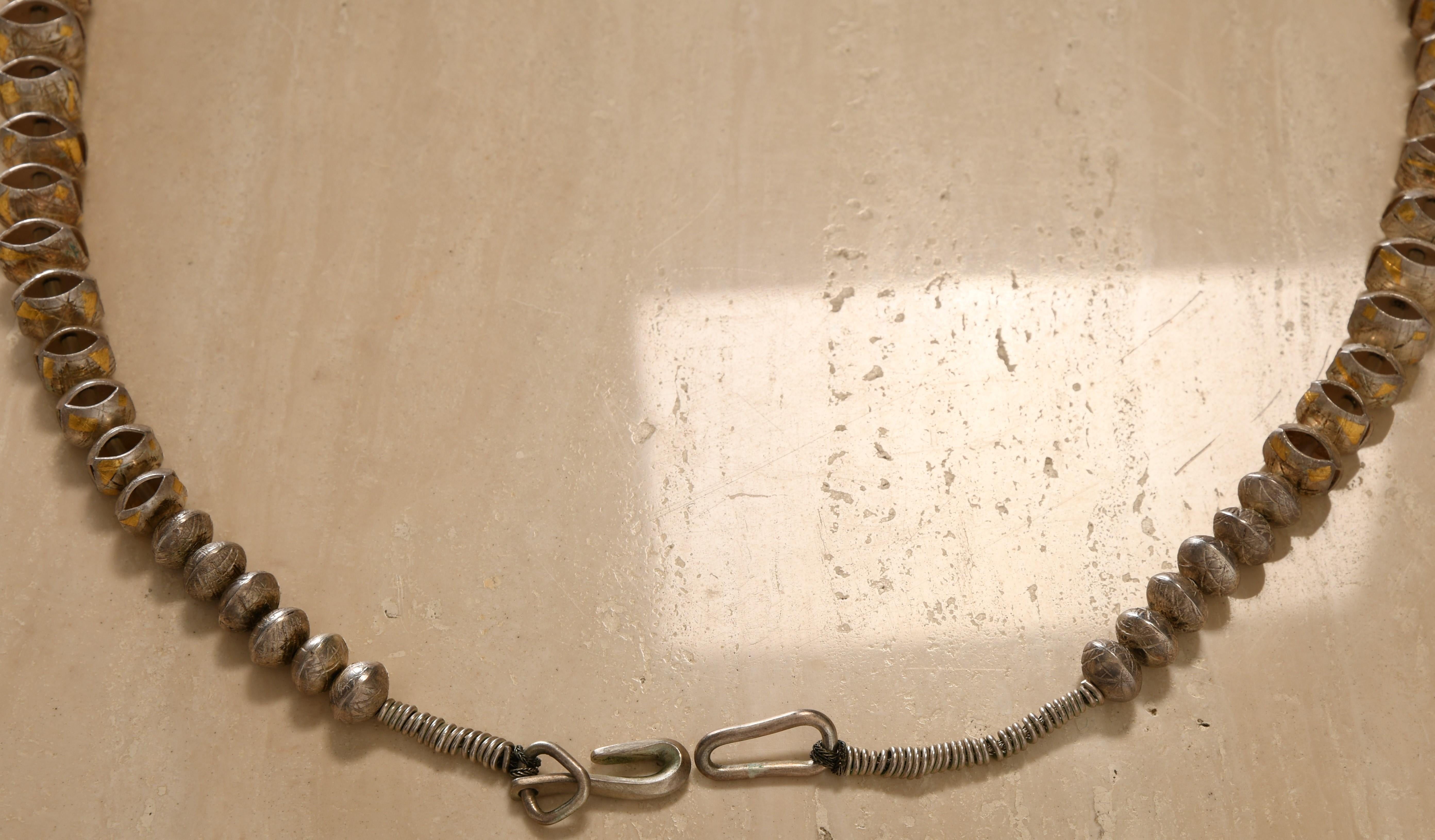 Cheyenne Harris Navajo Silver and Gold Necklace, 20th Century In Good Condition In Hamburg, PA