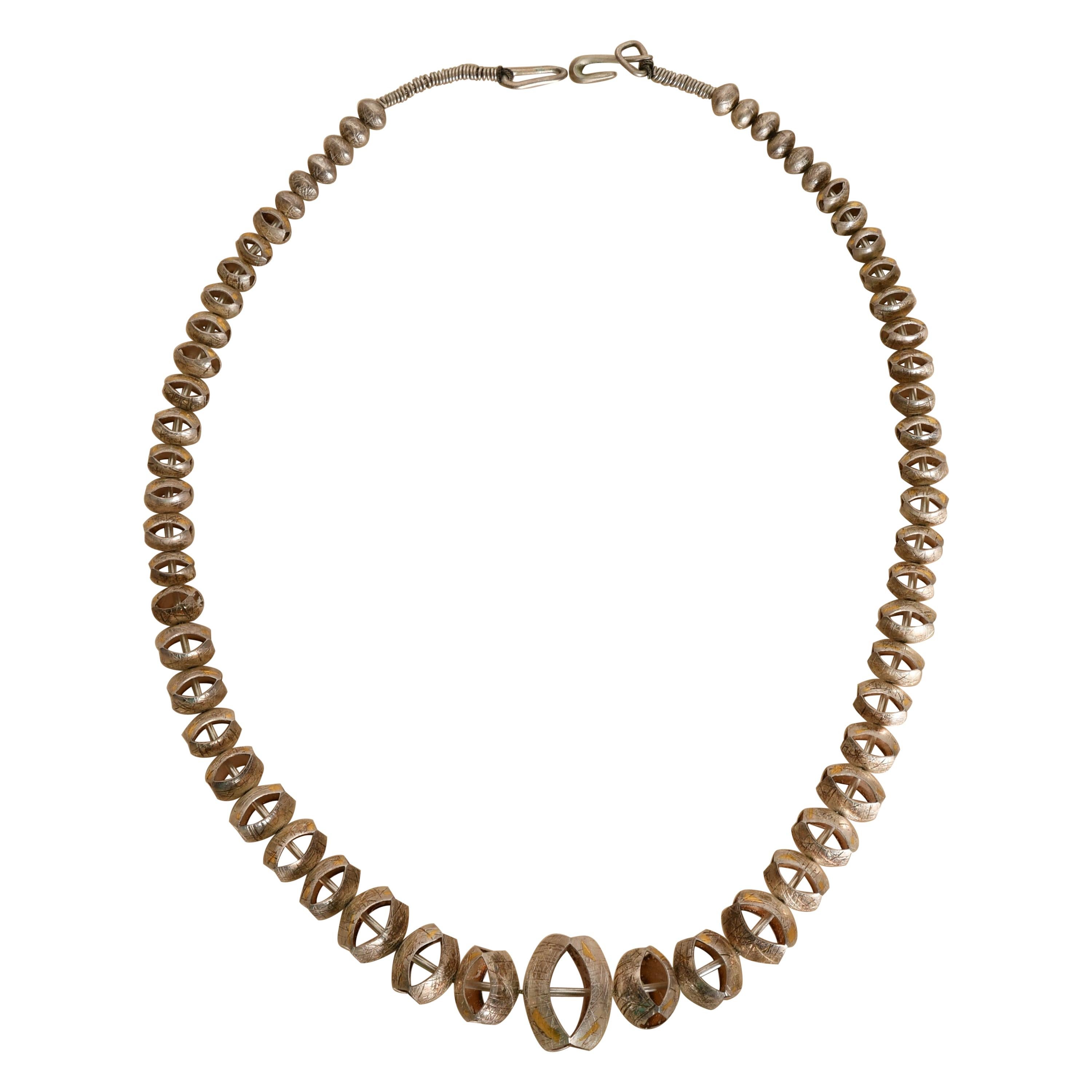 Cheyenne Harris Navajo Silver and Gold Necklace, 20th Century