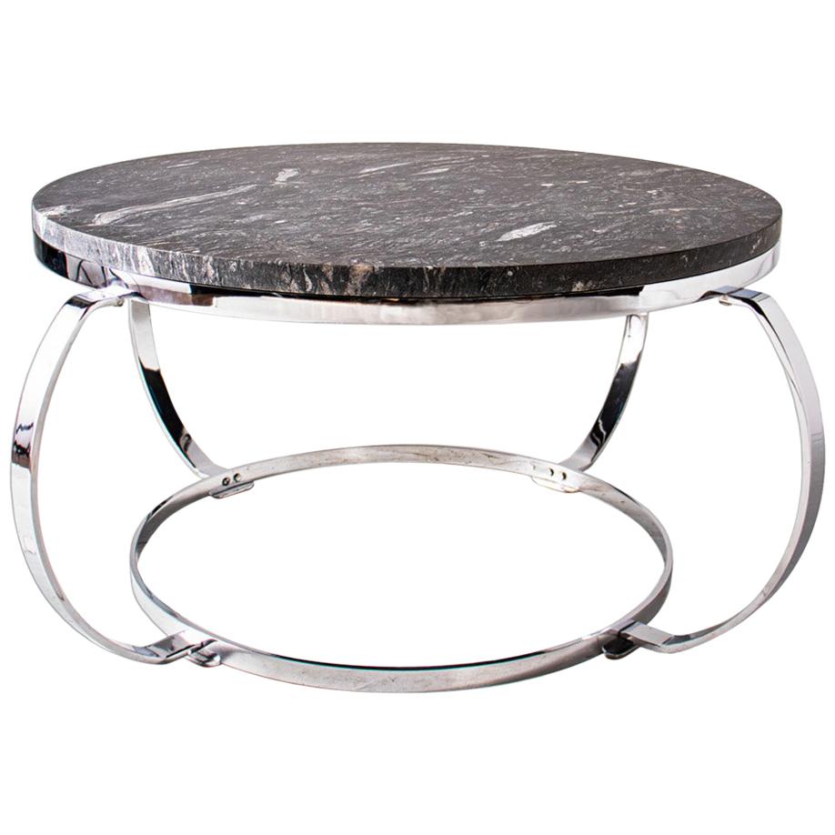 Cheyenne Marble Coffee Table with Rounded Chrome Base