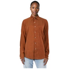 Chez Vidalenc Brown Silk Long Sleeve Shirt Size L