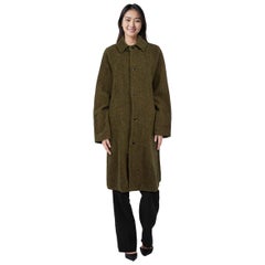 Chez Vidalenc Tweed Wool Single Breasted Long Coat Size L