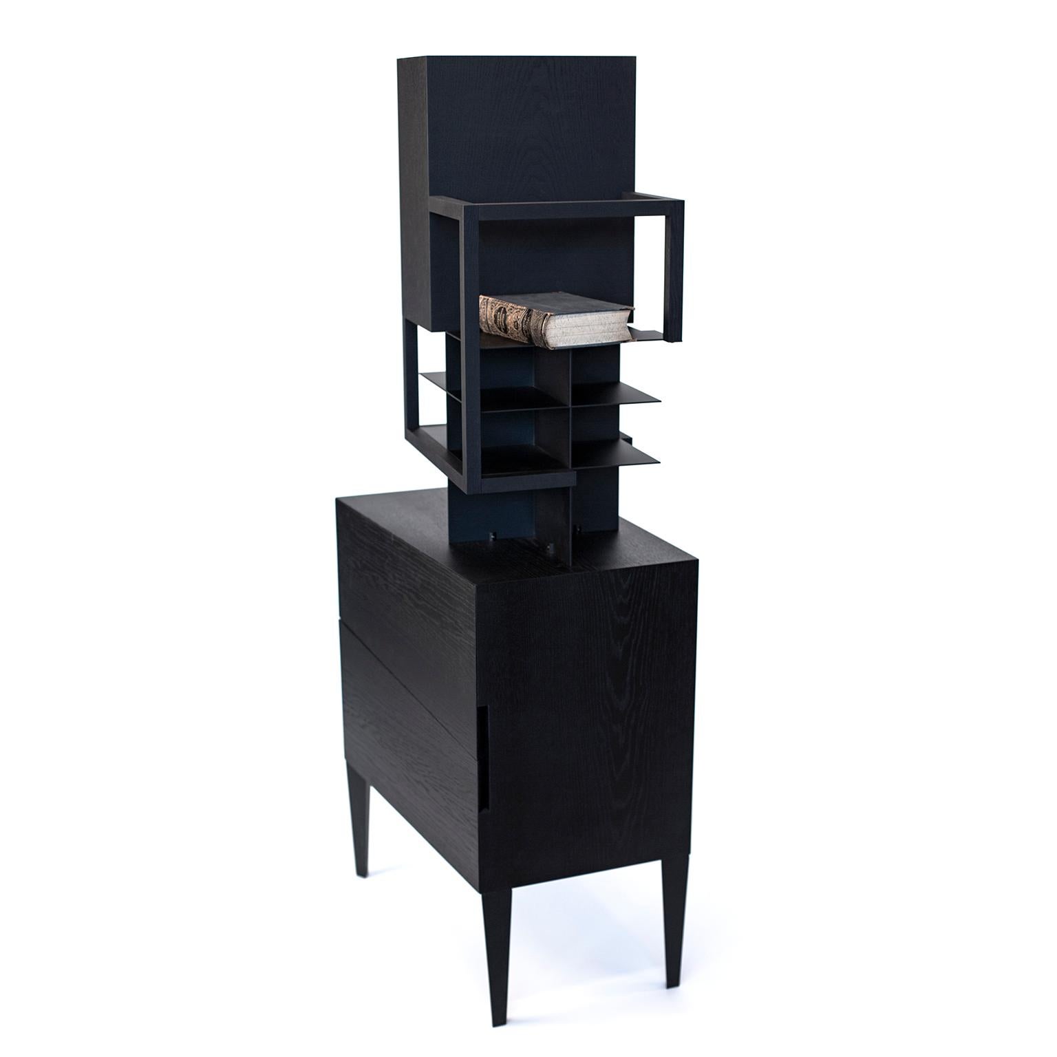 Arts and Crafts Contemporary Commode or Cabinet  by Studio 1+11 , Black wood  21st Cent , Germany For Sale