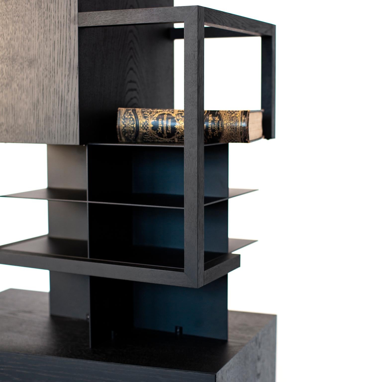 Powder-Coated Contemporary Commode or Cabinet  by Studio 1+11 , Black wood  21st Cent , Germany For Sale