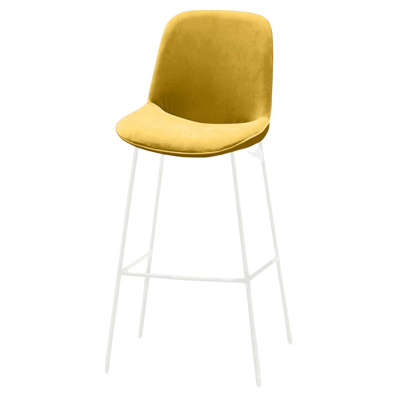 Chiado Bar Stool, Eucalyptus Leather with Corn and White For Sale