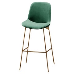 Tabouret de bar Chiado, cuir d'eucalyptus avec vert de Paris et or