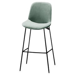 Tabouret de bar Chiado, cuir d'eucalyptus lisse 60 et noir