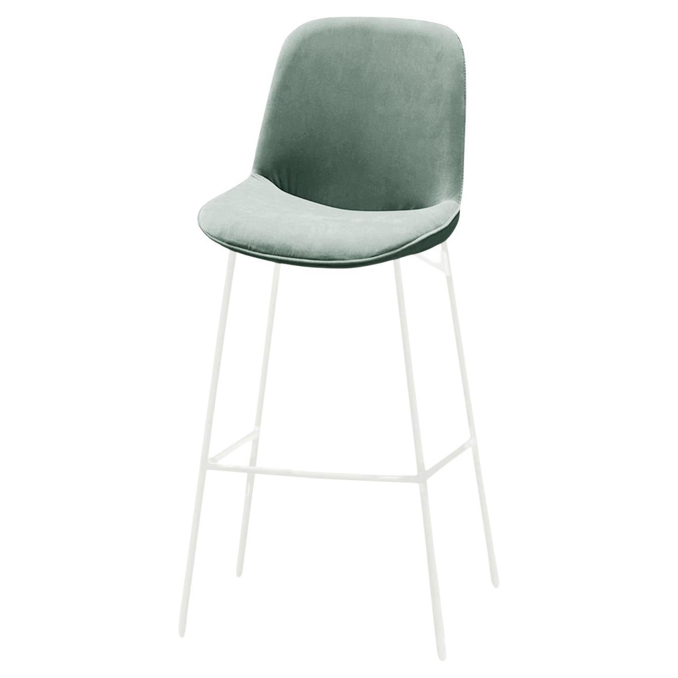 Chiado Bar Stool, Eucalyptus Leather with Smooth 60 and White For Sale