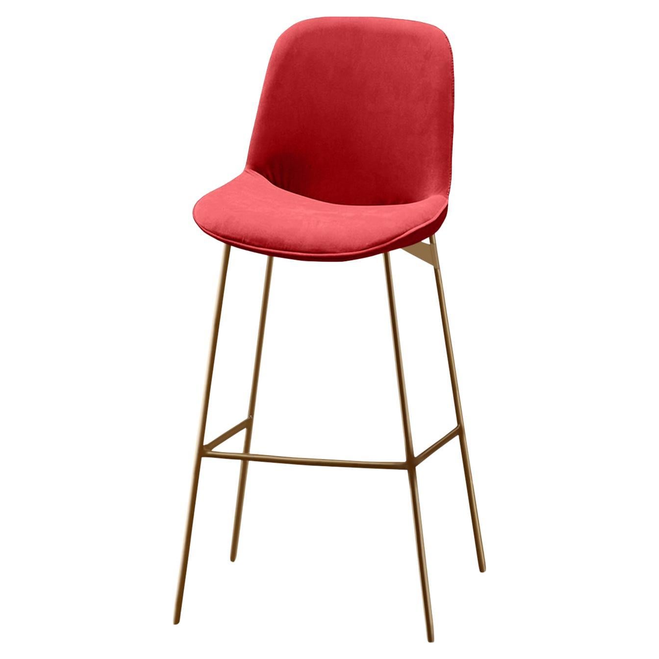 Chiado Bar Stool, Eucalyptus Leather with Smooth 72 and Gold For Sale