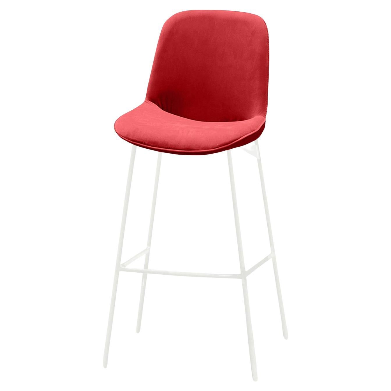 Chiado Bar Stool, Eucalyptus Leather with Smooth 72 and White For Sale