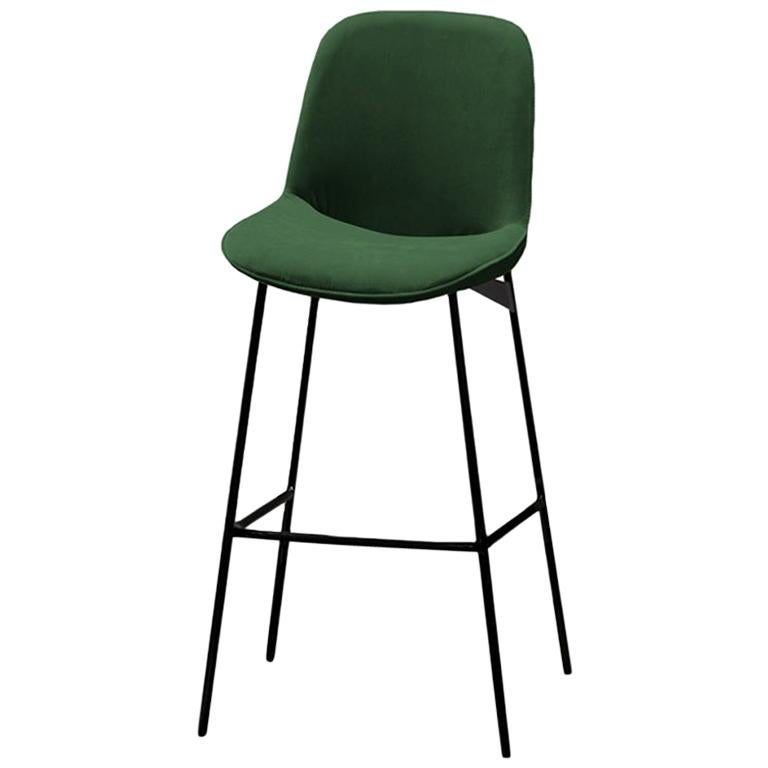 Bar Chair Chiado with Lacquered Metal and Upholstery New