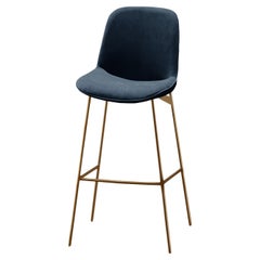 Chiado Bar Stool, Indigo Leather with Paris Black and Gold