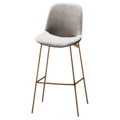 Chiado Bar Stool, Indigo Leather with Paris Mouse and Gold