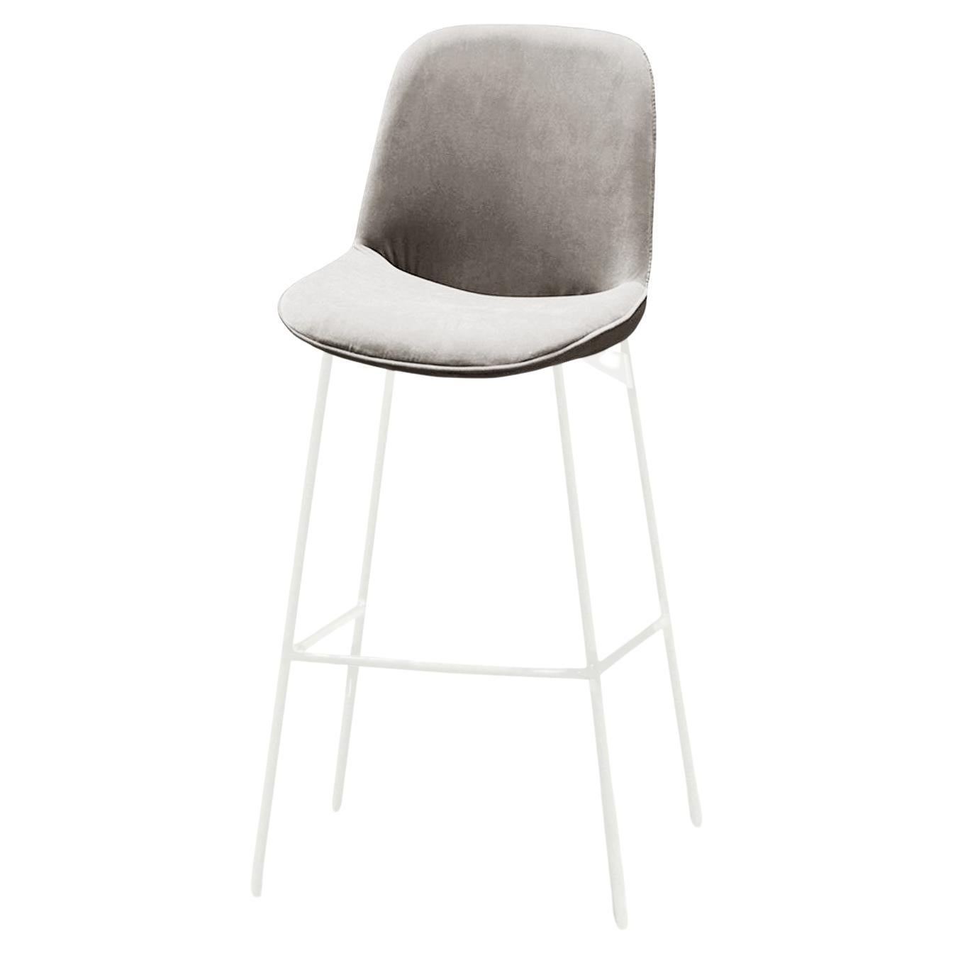 Chiado Bar Stool, Indigo Leather with Paris Mouse and White For Sale