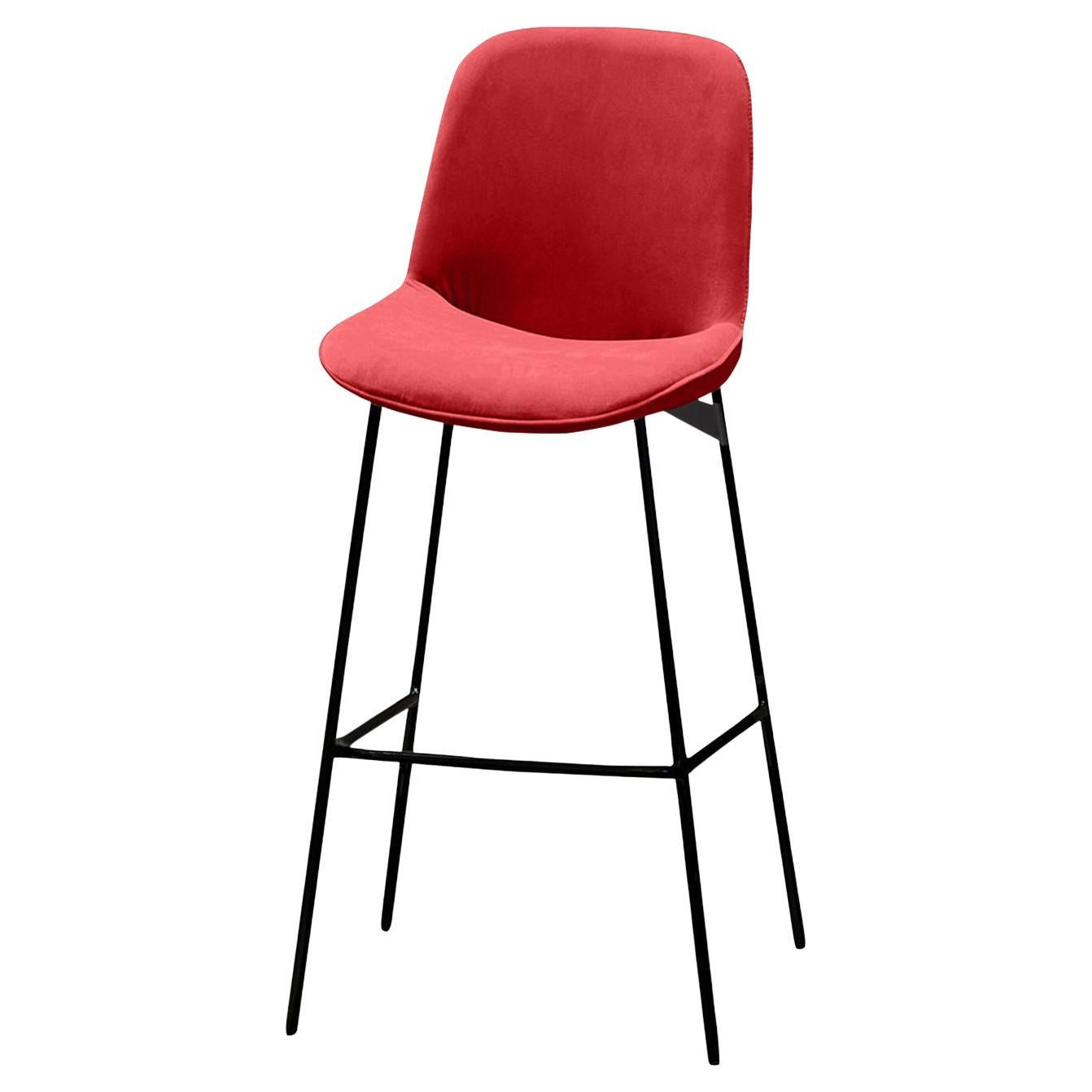 Chiado Bar Stool, Indigo Leather with Smooth 72 and Black For Sale