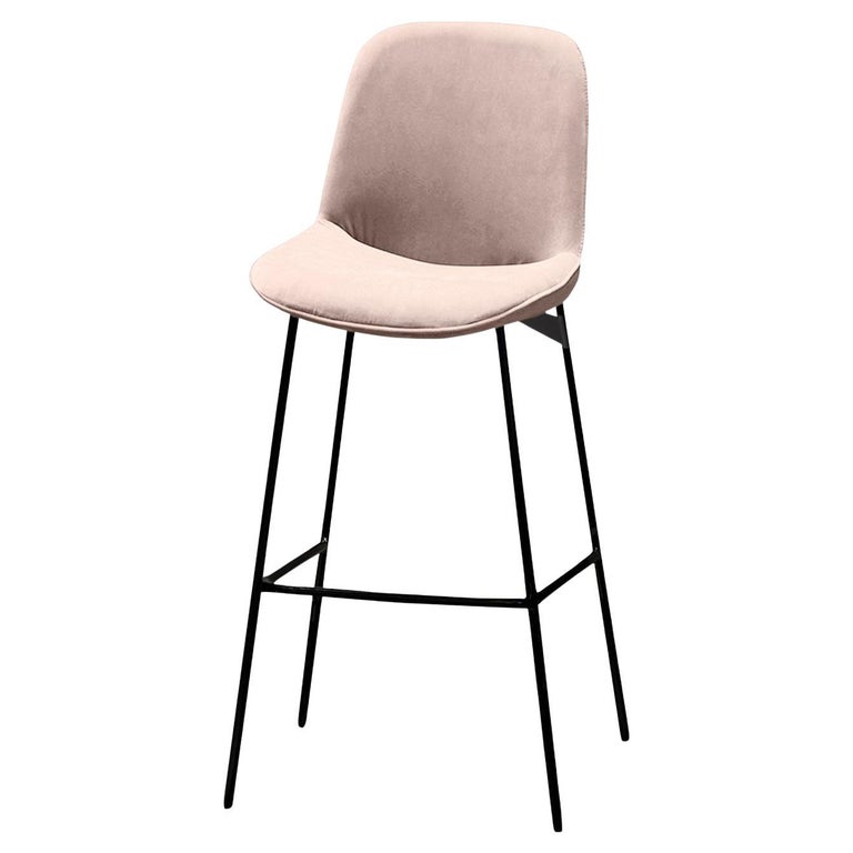Chiado Bar Stool, Indigo Leather with Vigo Blossom and Black For Sale ...