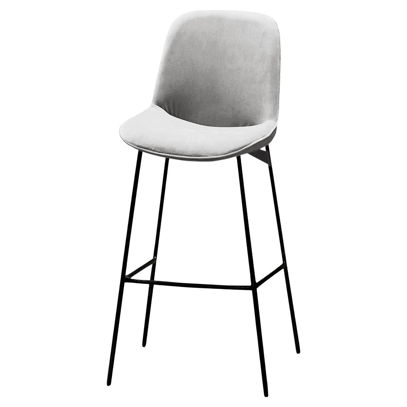 Chiado Bar Stool, Monel Leather with Aluminium and Black For Sale