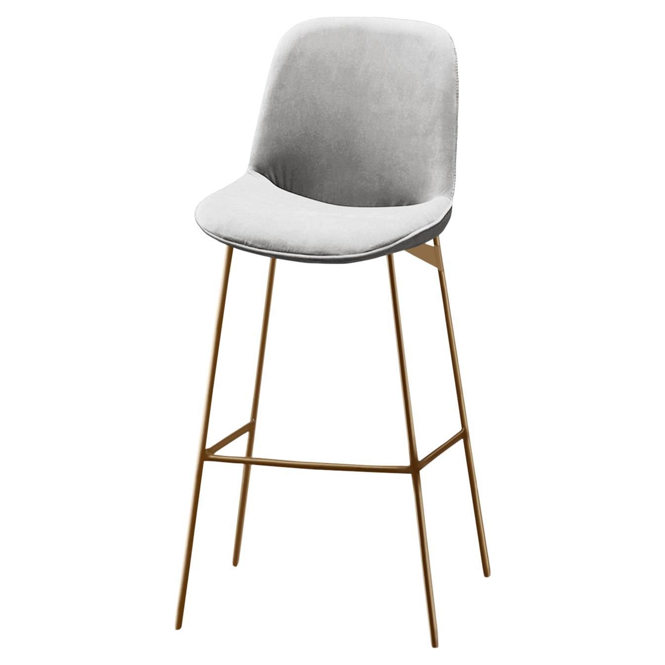 Chiado Bar Stool, Monel Leather with Aluminium and Gold