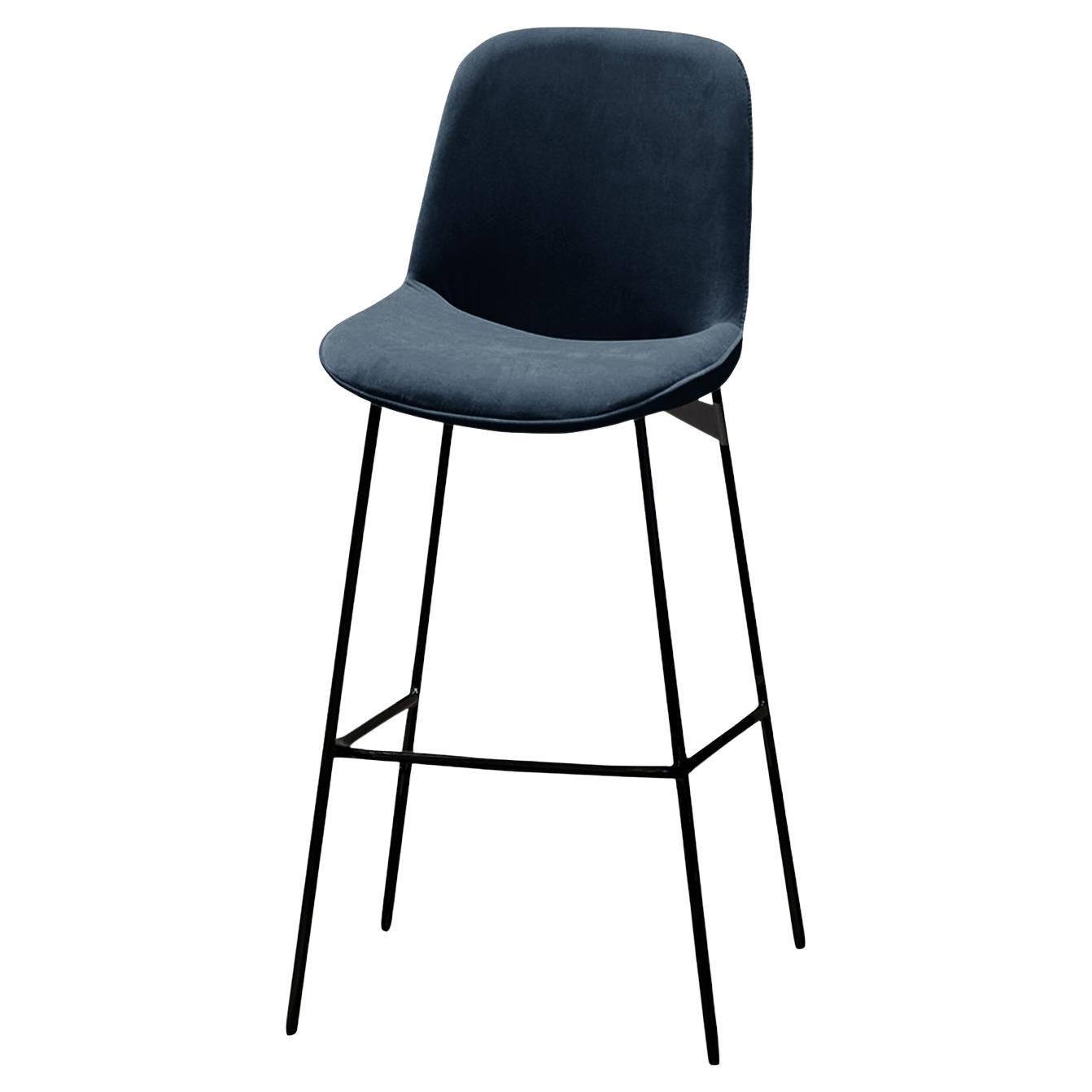 Chiado Bar Stool, Monel Leather with Paris Black and Black For Sale