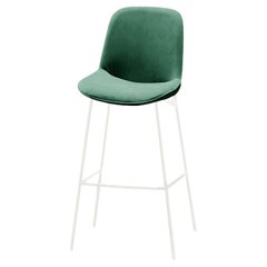 Chiado Bar Stool, Monel Leather with Paris Green and White
