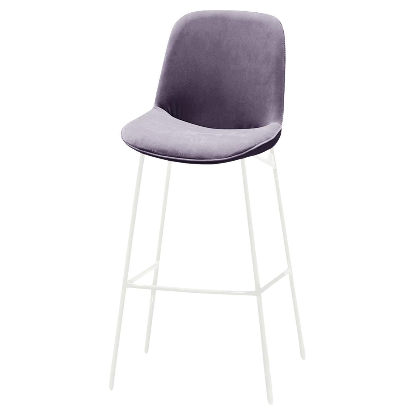 Chiado Bar Stool, Monel Leather with Paris Lavanda and White For Sale