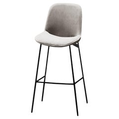 Chiado Bar Stool, Monel Leather with Paris Mouse and Black