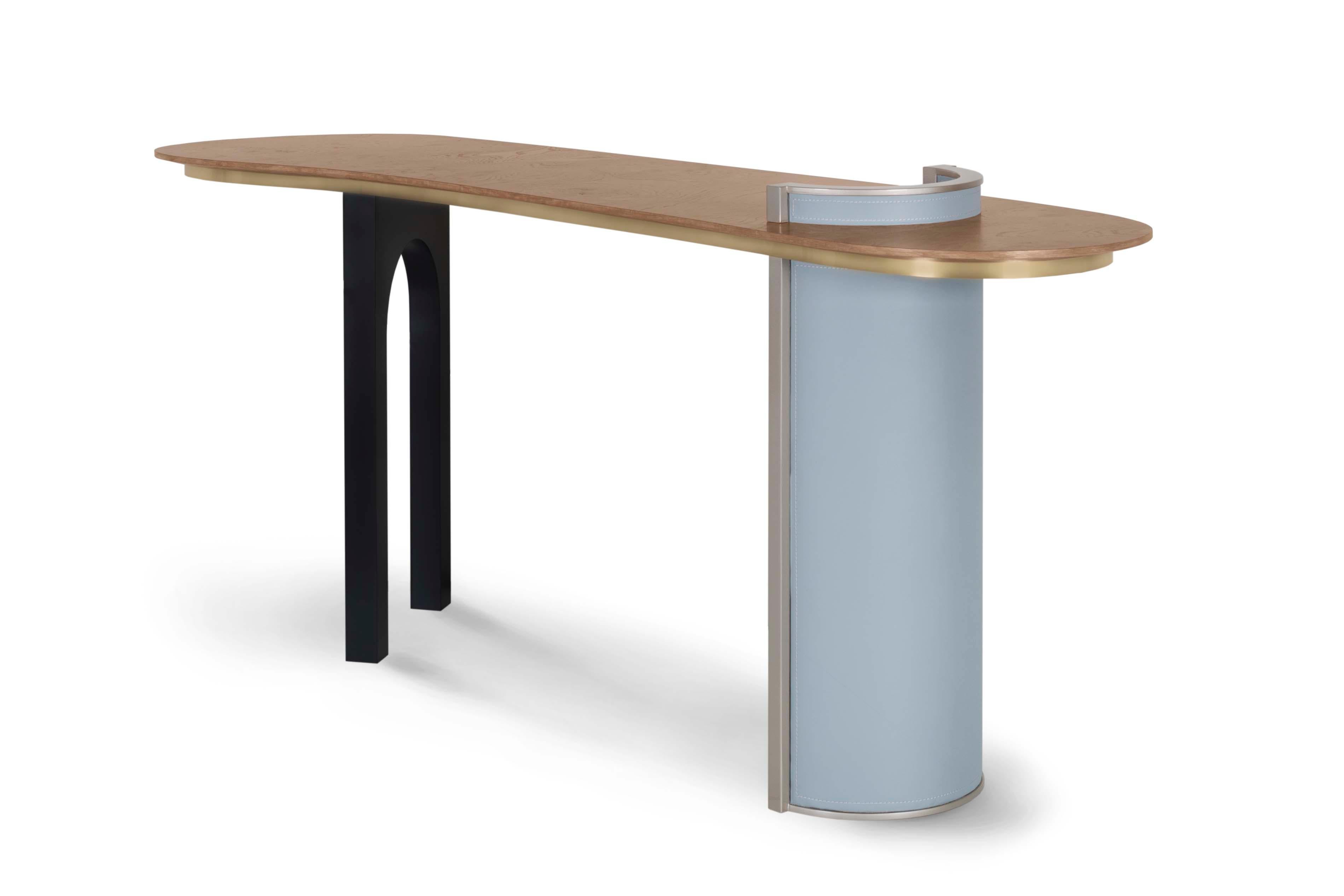 Table console moderne Chiado, racine de chêne en cuir, fabriquée à la main au Portugal par Greenapple en vente 7